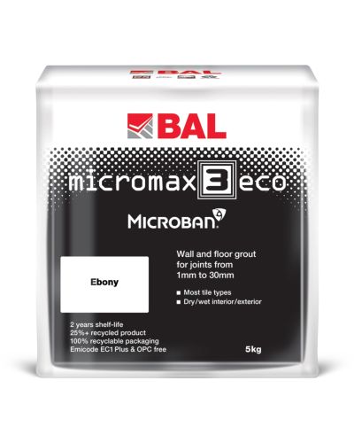 BAL Micromax3 Eco Wall & Floor Tile Grout 5kg - Ebony