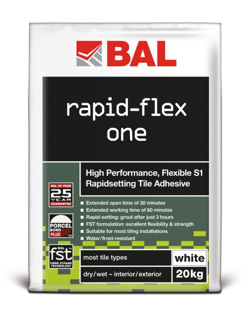 BAL Rapid-Flex One Rapid Set Tile Adhesive - White 20kg