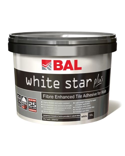 BAL White Star Plus Ready Mixed Wall Tile Adhesive - 10 Litres