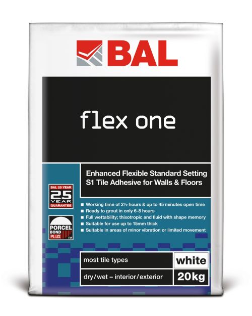 BAL Flex One Standard Set Tile Adhesive - White 20kg