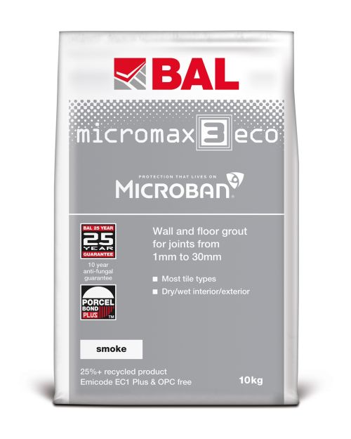 BAL Micromax3 Eco Wall & Floor Tile Grout - Smoke Grey, 10kg