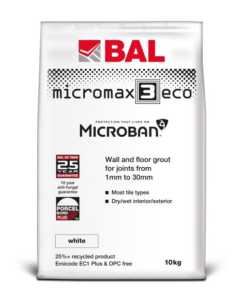 BAL Micromax3 Eco Wall & Floor Tile Grout - White, 10kg