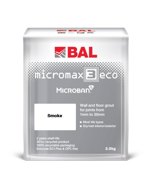 BAL Micromax3 Eco Wall & Floor Tile Grout - Smoke Grey, 2.5kg