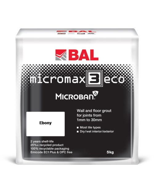 BAL Micromax3 Eco Wall & Floor Tile Grout 5kg - Ebony