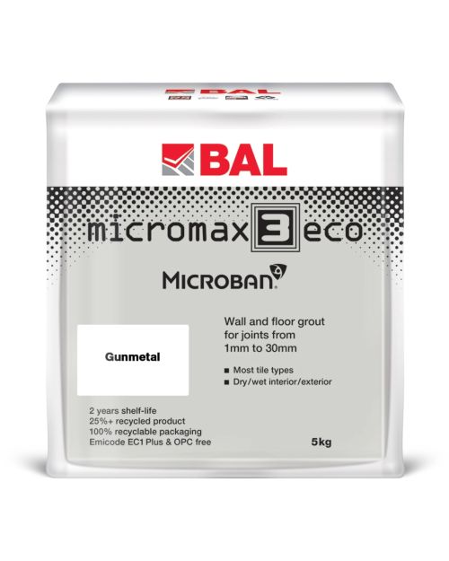 BAL Micromax3 Eco Wall & Floor Tile Grout 5kg - Gunmetal