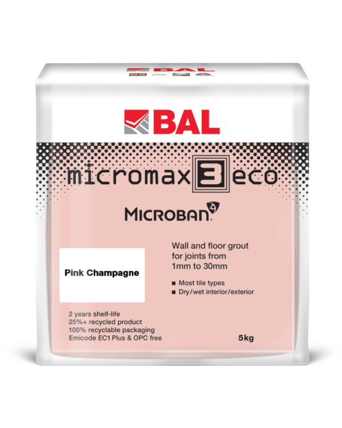 BAL Micromax3 Eco Wall & Floor Tile Grout - Pink Champagne, 5kg