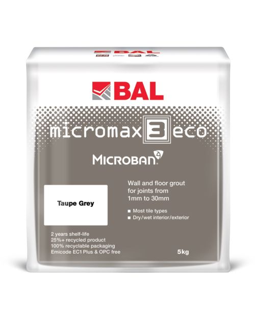 BAL Micromax3 Eco Wall & Floor Tile Grout 5kg - Taupe Grey