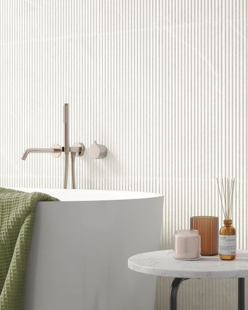 Tribeca White Ridge Decor Matt Porcelain - 595 x 295mm