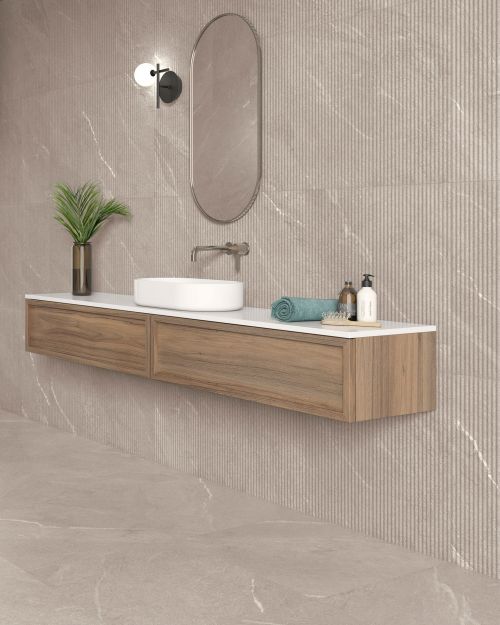 Tribeca Taupe Ridge Decor Matt Porcelain - 595 x 295mm