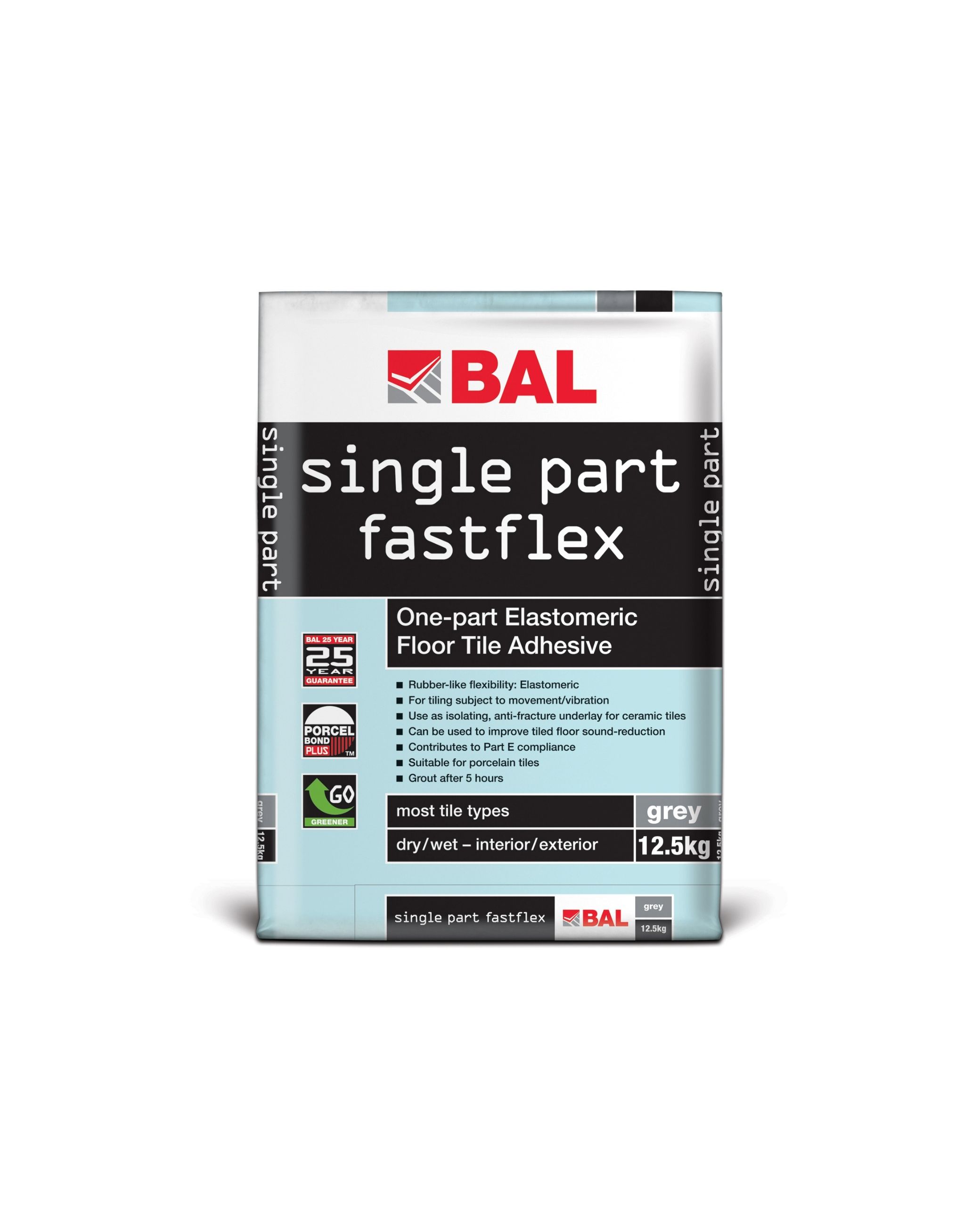 BAL Single Part Fastflex Floor Tile Adhesive - Grey 12.5kg