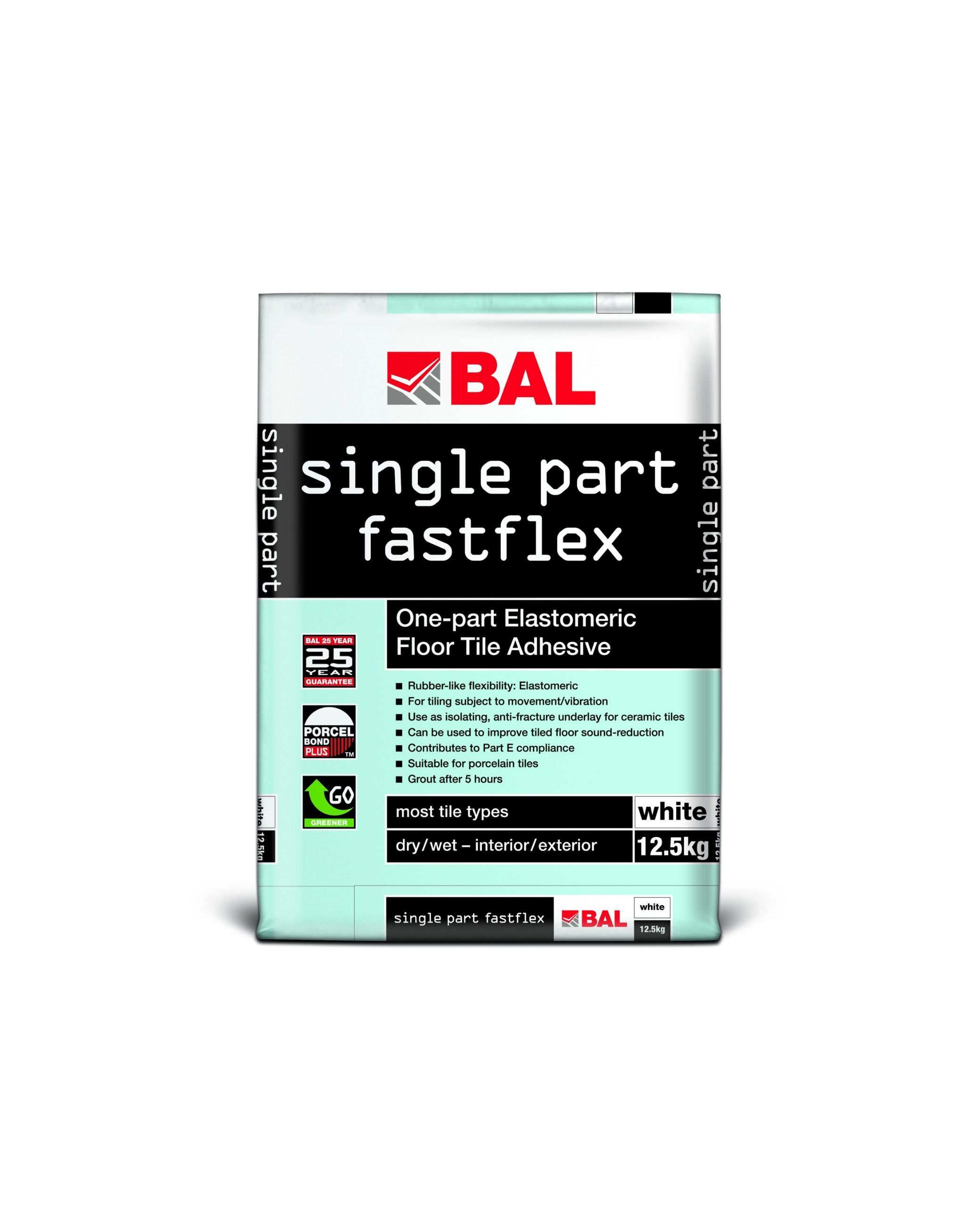 BAL Single Part Fastflex Floor Tile Adhesive - White 12.5kg
