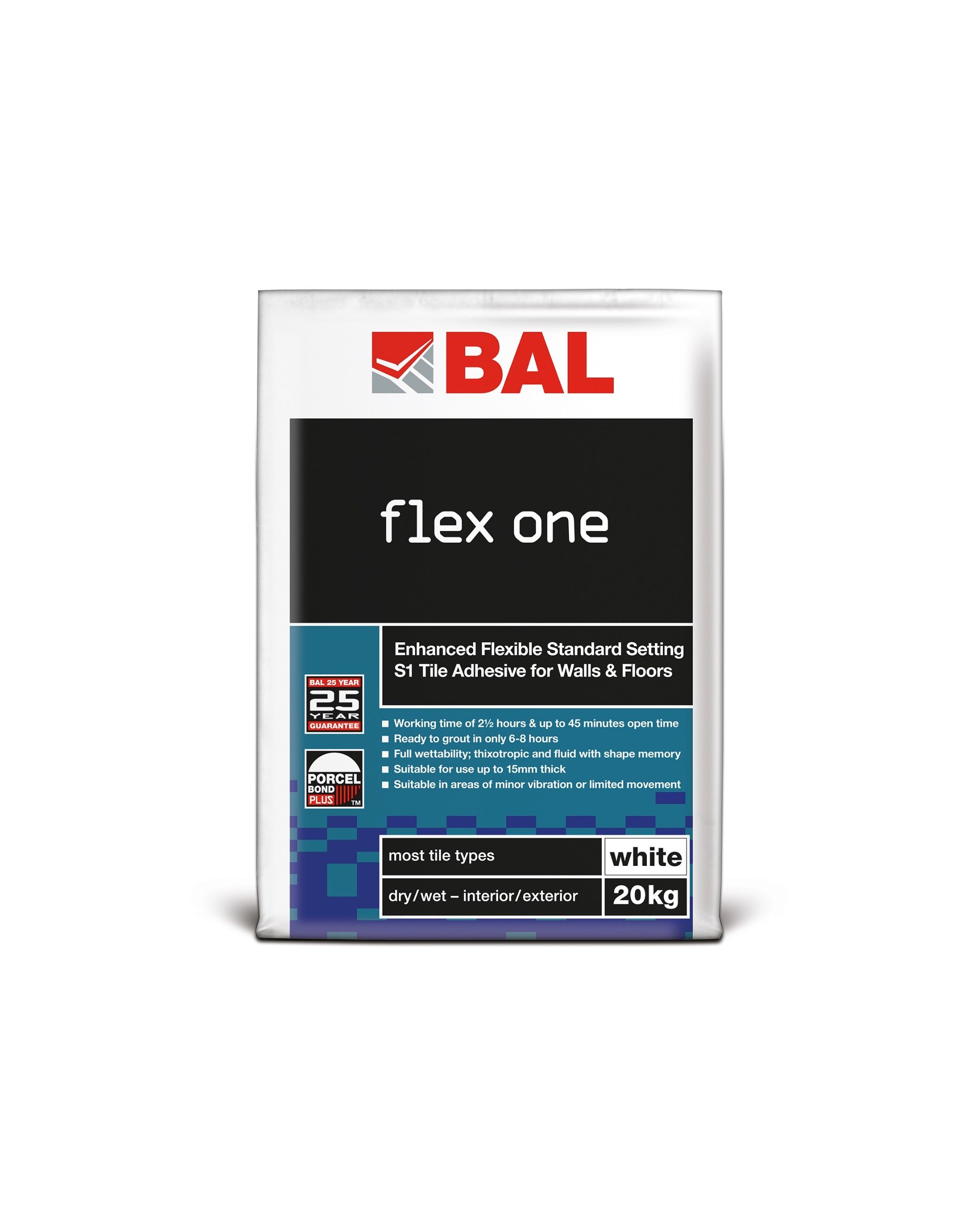BAL Flex One Standard Set Tile Adhesive - White 20kg