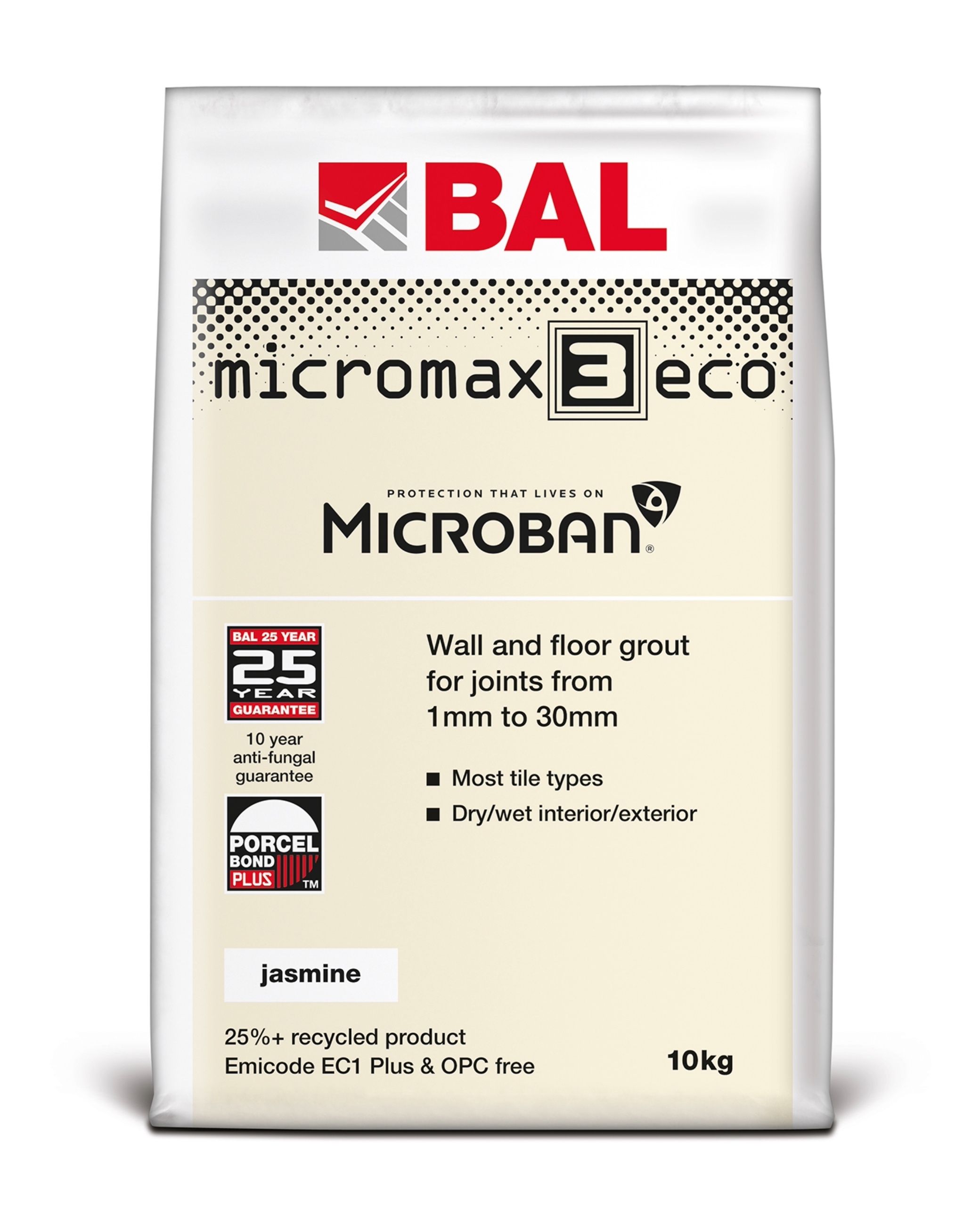 BAL Micromax3 Eco Wall & Floor Tile Grout - Jasmine, 10kg