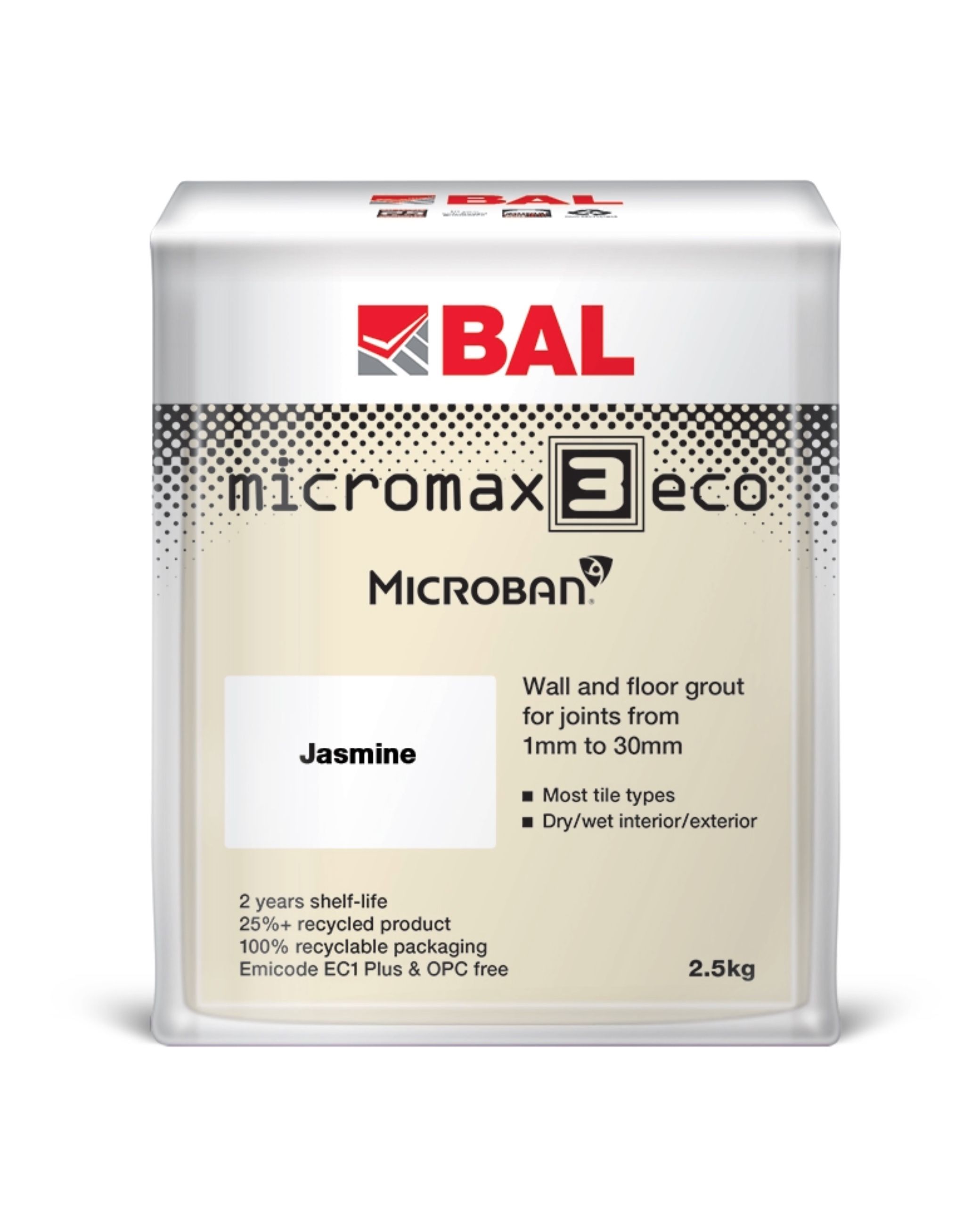 BAL Micromax3 Eco Wall & Floor Tile Grout - Jasmine, 2.5kg