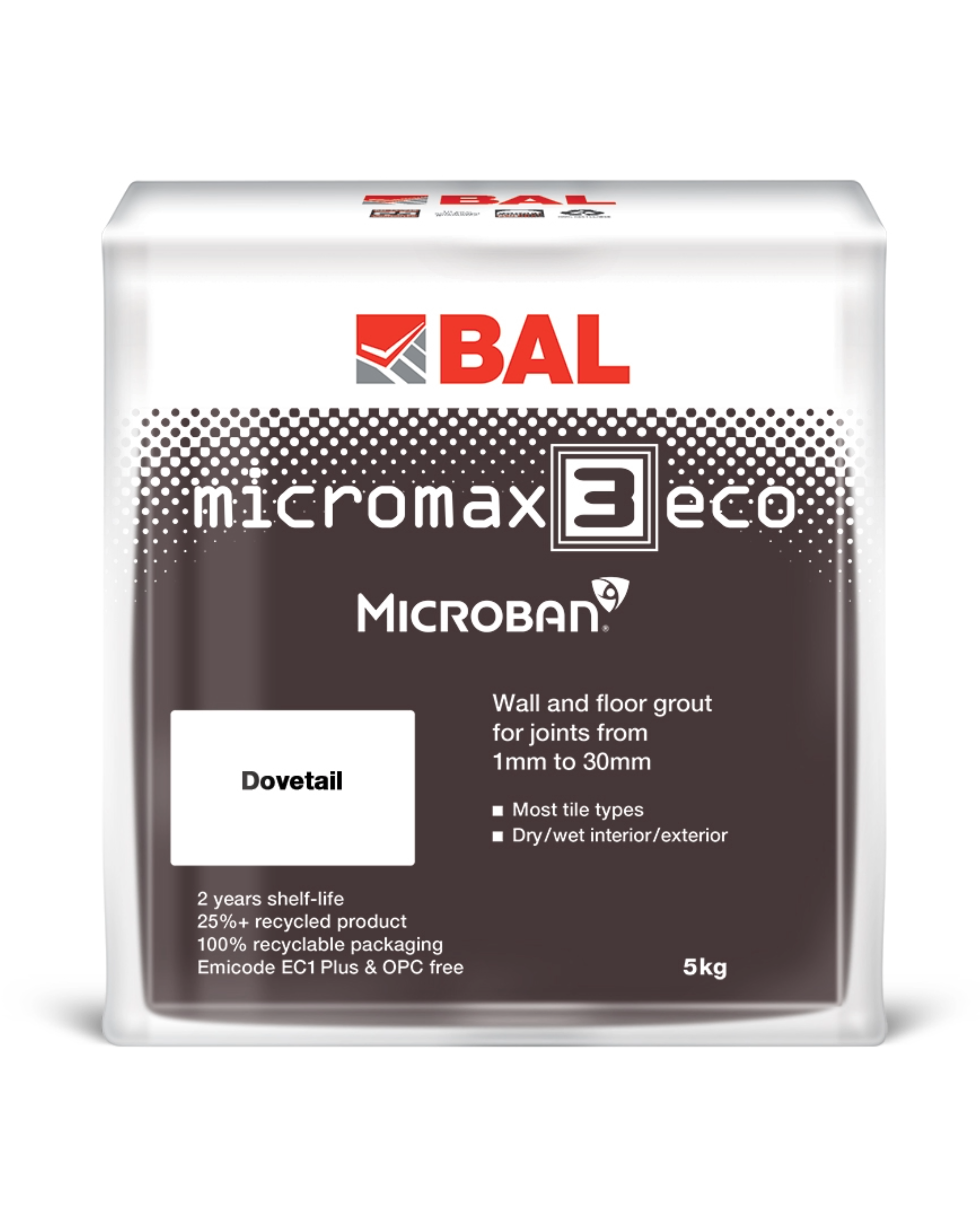 BAL Micromax3 Eco Wall & Floor Tile Grout - Dovetail, 5kg