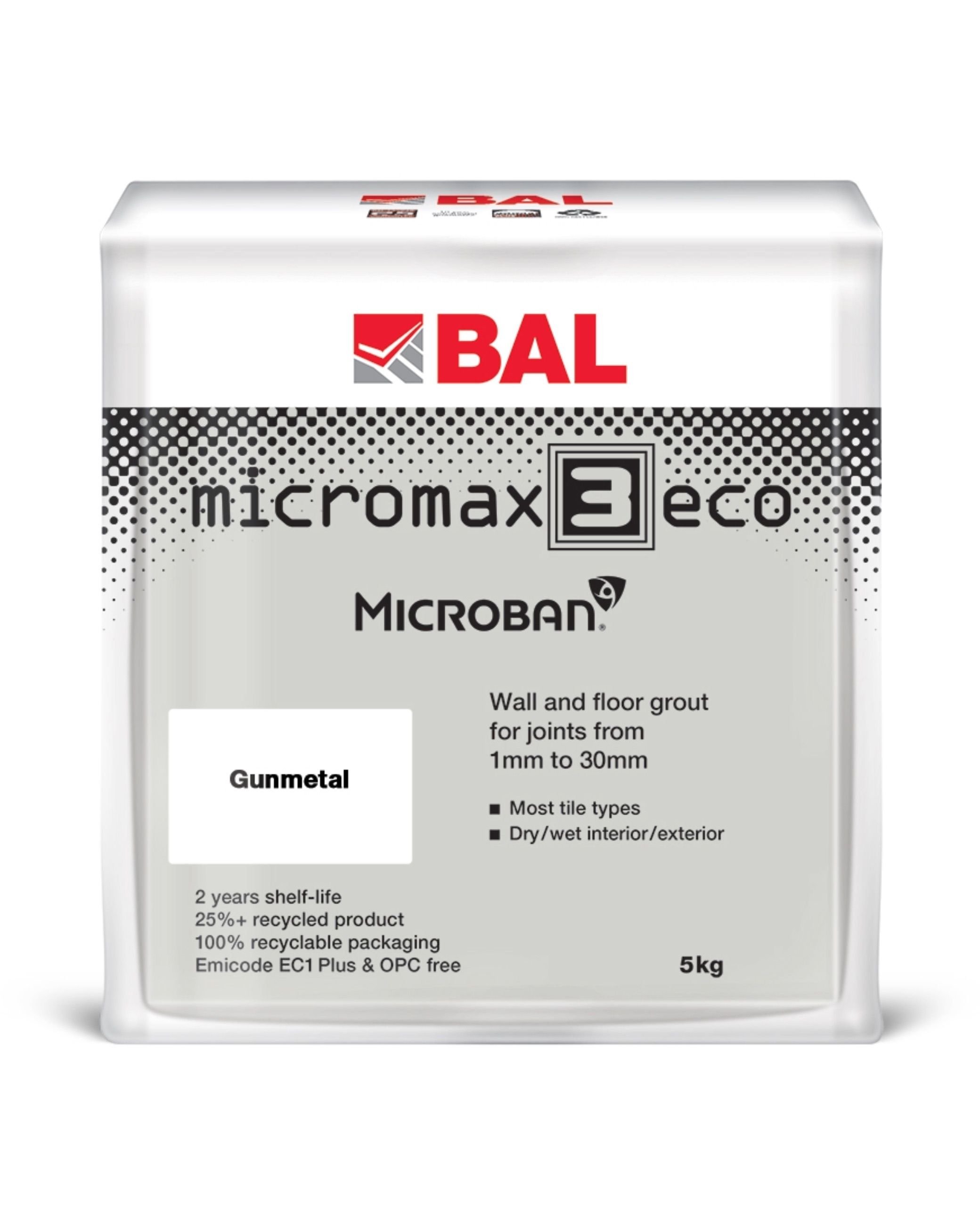 BAL Micromax3 Eco Wall & Floor Tile Grout 5kg - Gunmetal