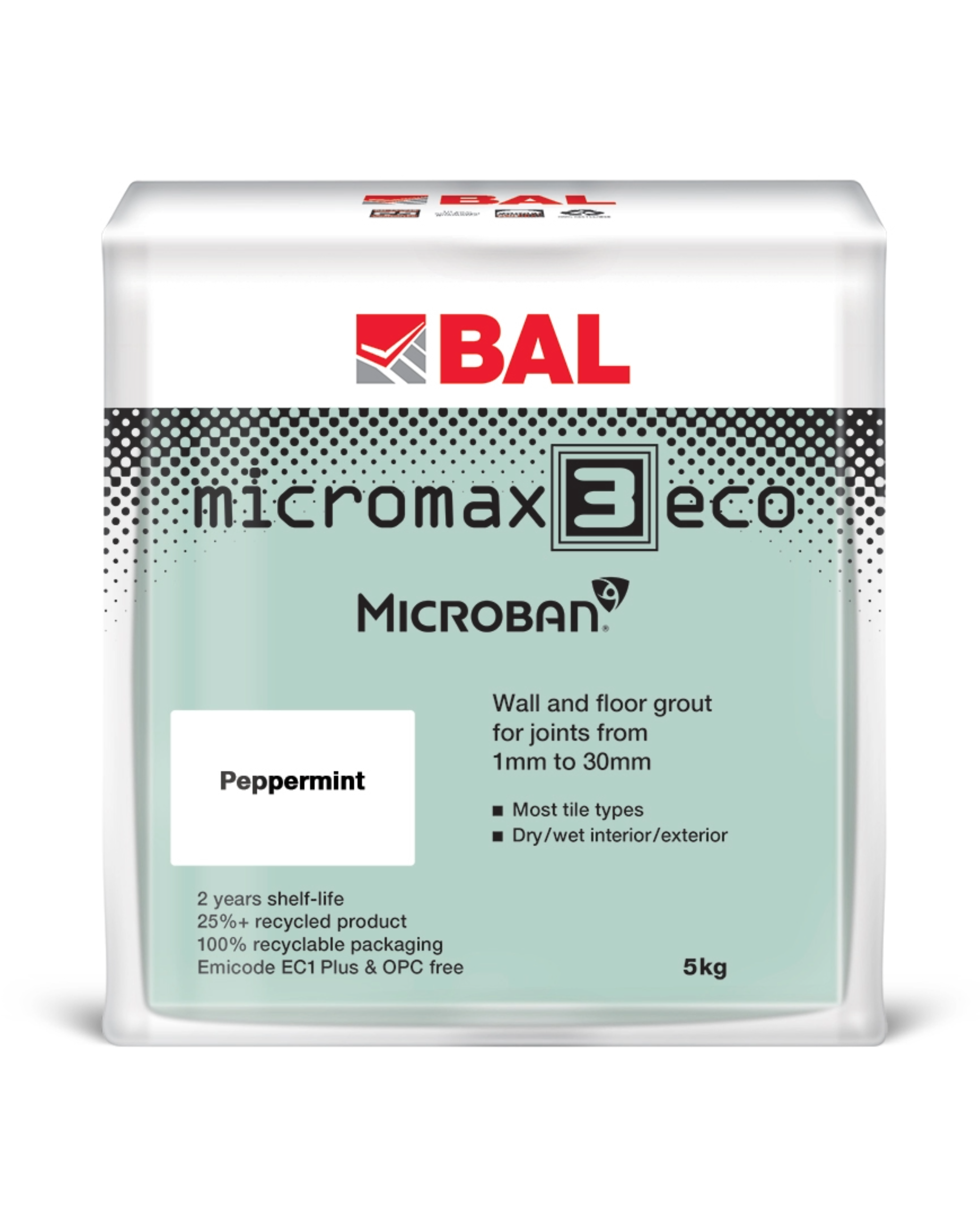 BAL Micromax3 Eco Wall & Floor Tile Grout - Peppermint, 5kg