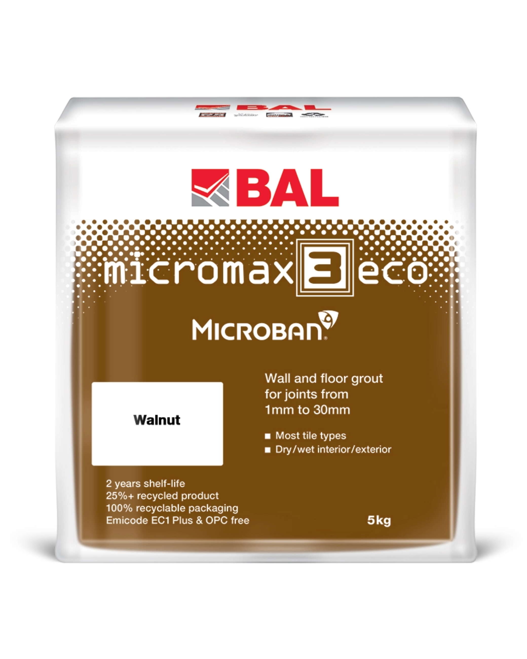 BAL Micromax3 Eco Wall & Floor Tile Grout - Walnut Brown, 5kg