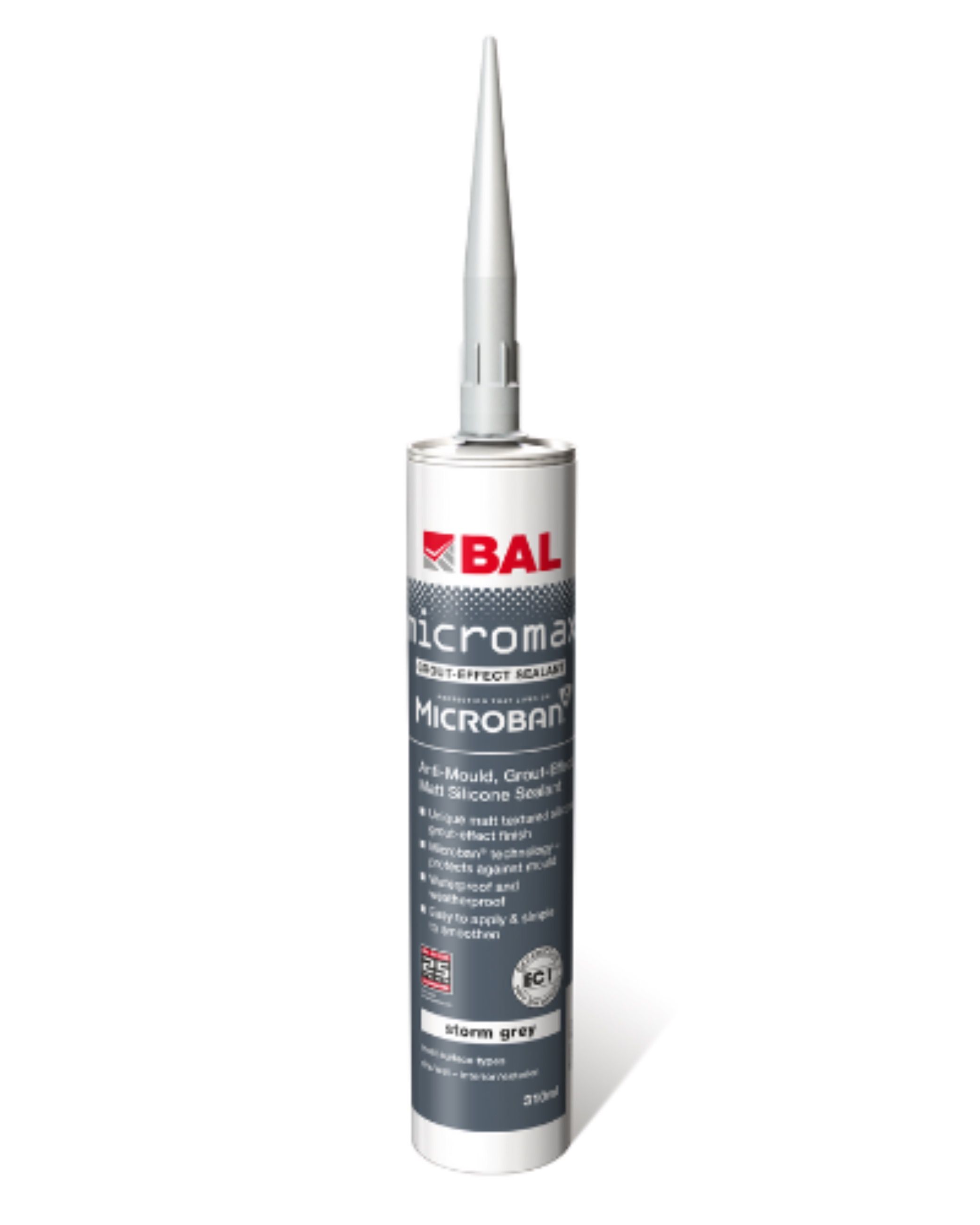 BAL Micromax Grout-Effect Silicone Sealant 310ml - Storm Grey