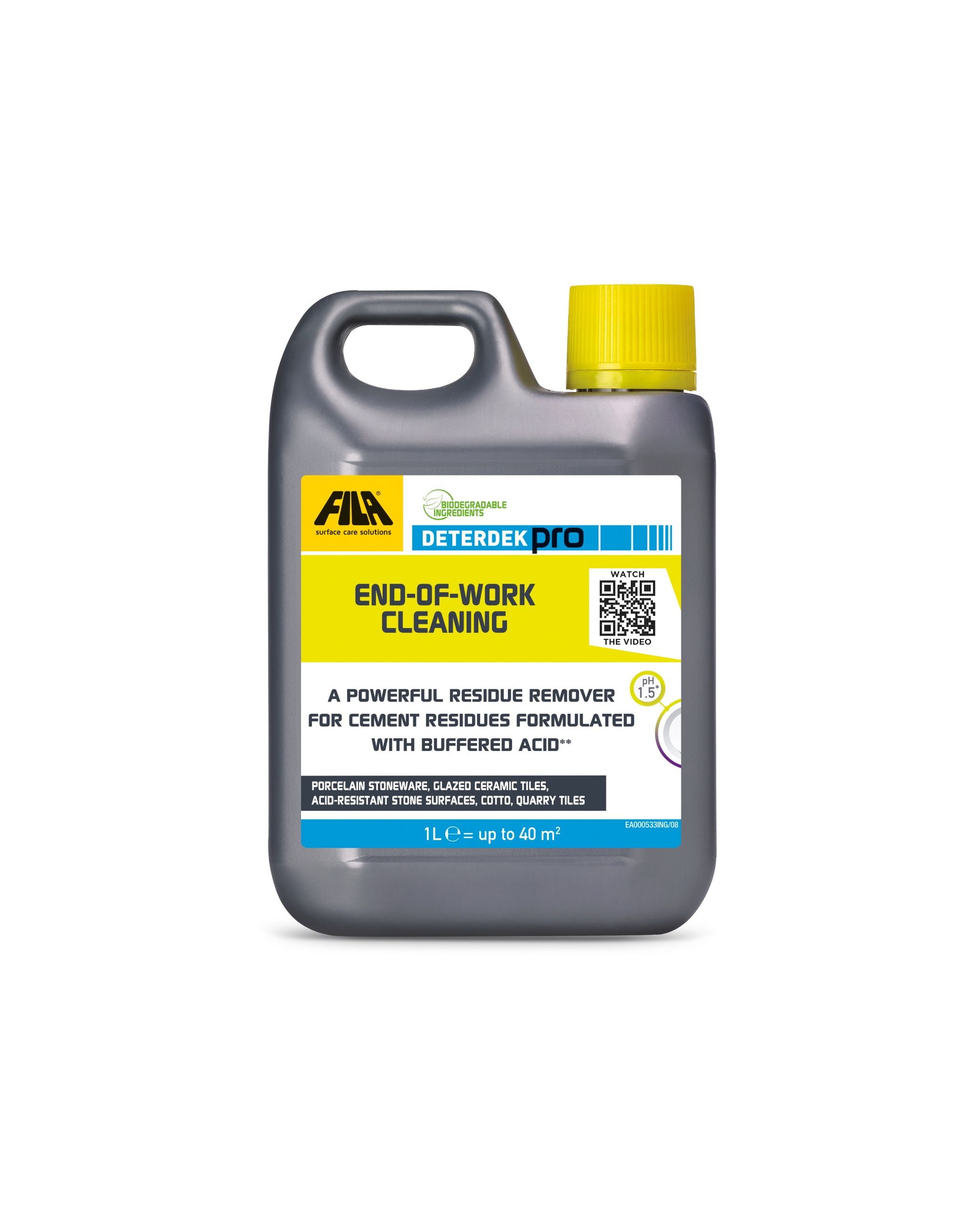 FILA Deterdek Pro Professional End Of Work Cleaning Residue Remover for Cement Residues - 1 Litre