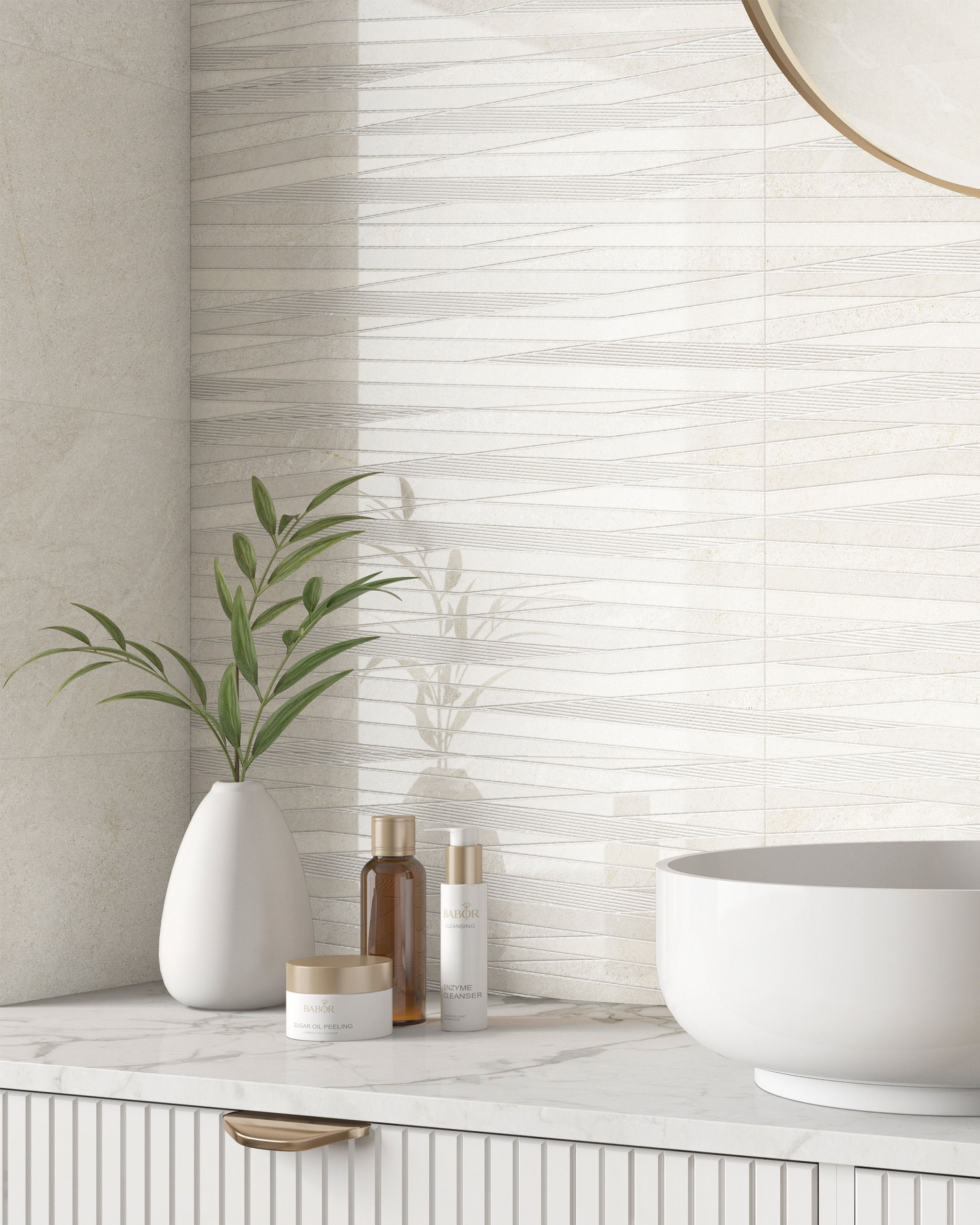 Tribeca White Lines Decor Gloss - 595 x 295mm