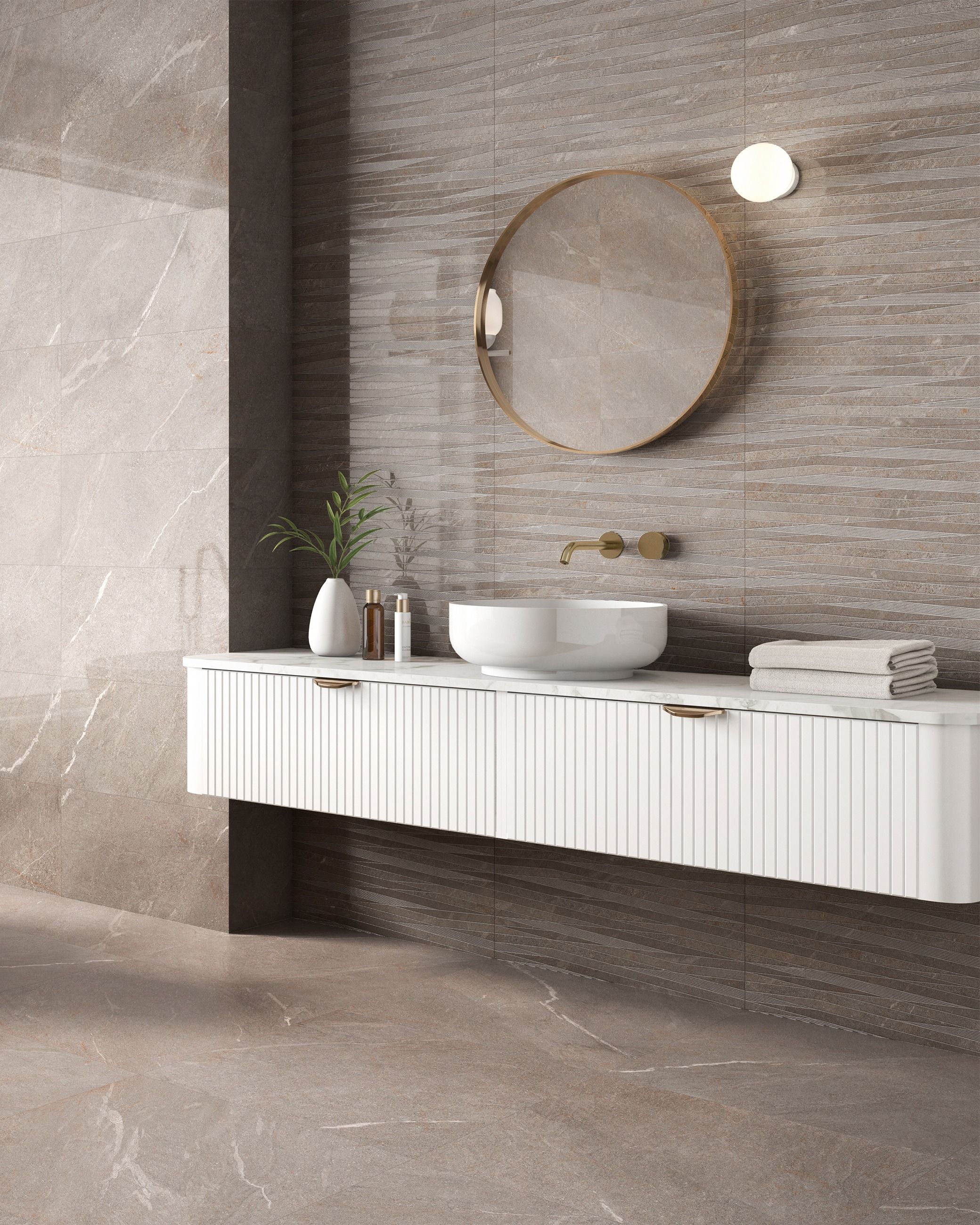 Tribeca Taupe Lines Decor Gloss - 595 x 295mm